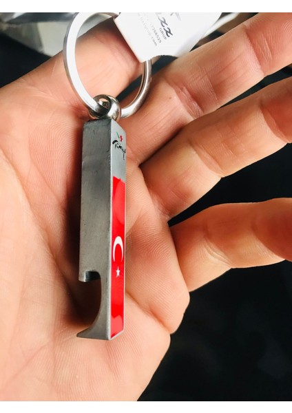 Türk Bayraklı Açacaklı Metal Anahtarlık Şık ve Kullanışlı Tasarım