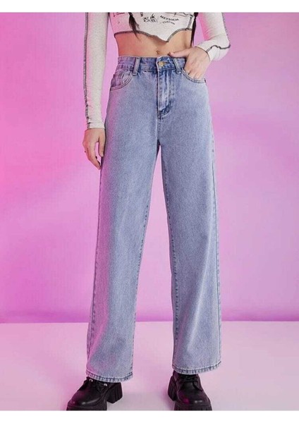 Vanessa Mavi Yüksek Bel Bol Paça Denim Kot Pantolon- Salaş Pantolon 2024