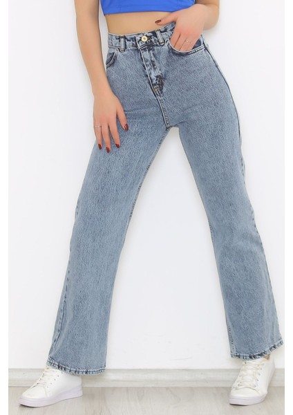 Kopitaiva 90's Kar Yıkama Mavi Likralı Süper Yüksek Bel Salaş Jeans Palazzo Pantolon fiyatları