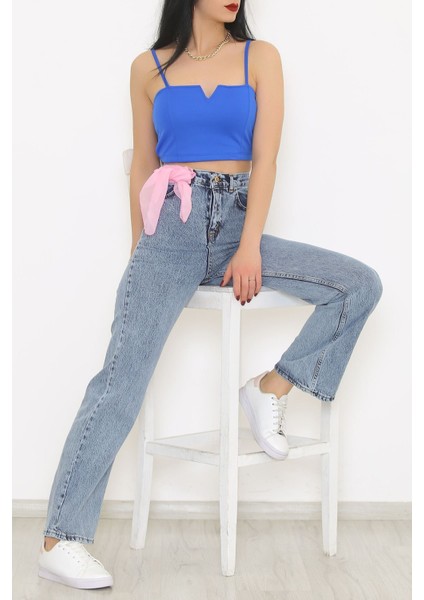 Kopitaiva 90's Kar Yıkama Mavi Likralı Süper Yüksek Bel Salaş Jeans Palazzo Pantolon fırsatları