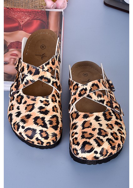 8103 Leopar Desenli Çapraz Sabo Terlik fiyatları