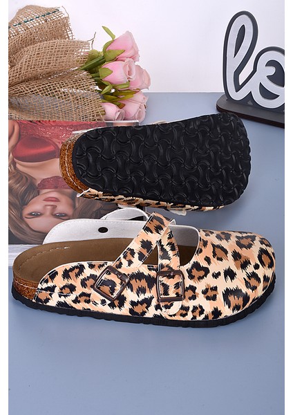 8103 Leopar Desenli Çapraz Sabo Terlik fırsatları