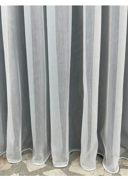 Bambu Hafif Desenli 1'e 2,5 Orta Pileli Tül Perde