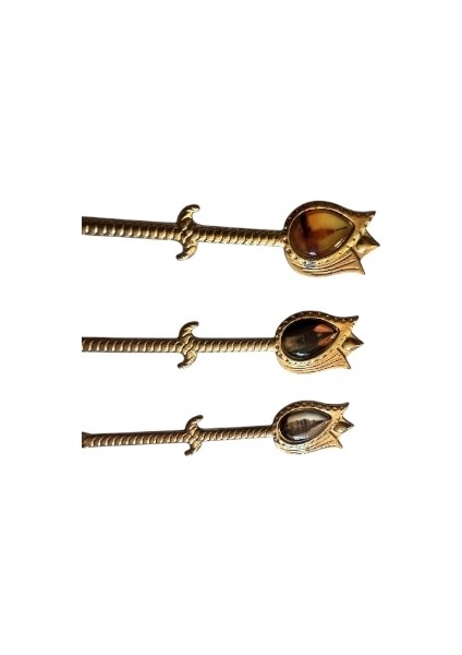 Vintage 6'lı Lale Formunda Gold Renkli Resimli Çay Kahve Reçel Baharat Sunum Kaşığı fırsatları