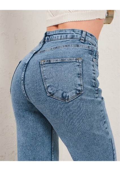 Wide Leg Kar Yıkama Kadın Salaş Jeans Pantolon, Bol Paça Mavi Kadın Kot Palazzo Jean Pantolon 2024 modelleri
