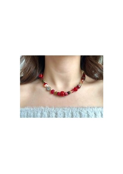 Scarlet Desire Kaplan Gözü Doğal Taş Kolye