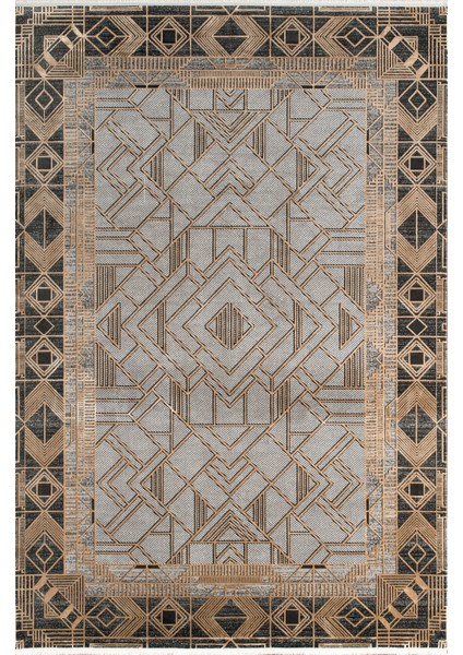 Bearny Modern TD05A Gold Antrasit Viskon Akrilik Yumuşak Dokulu Halı Karademir Home
