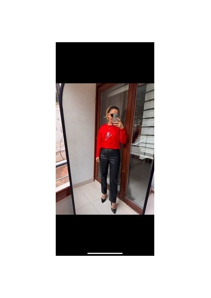 Butikmayamoda Kırmızı Işleme Detayli Modal Kumaş Sweatshirt fiyatları