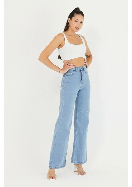 2505 Yüksek Bel Boyfrıend(Salaş) Bol Paça Kot Pantolon