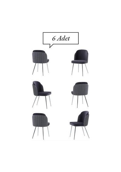 Keşfet Series Sandalye , 6 Adet , Mutfak , Oturma Odası, Salon, Metal Ayak , Çok Amaçlı