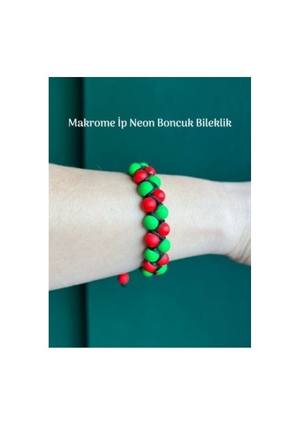 Makrome Ip Neon Boncuk Bileklik Asansör Detay Her Bilek Ölçüsüne Uyumlu Tasarım