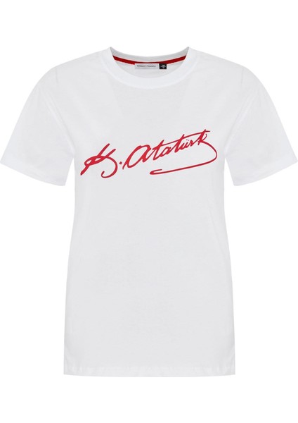 Atatürk Imzalı T-Shirt - Beyaz