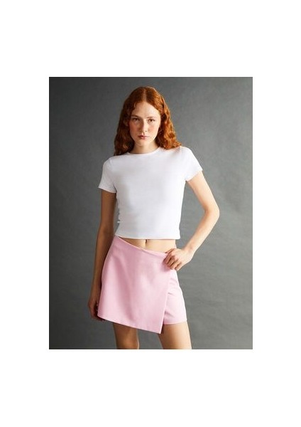 Bisiklet Yaka Dokulu Kadin Crop - S54595Z8