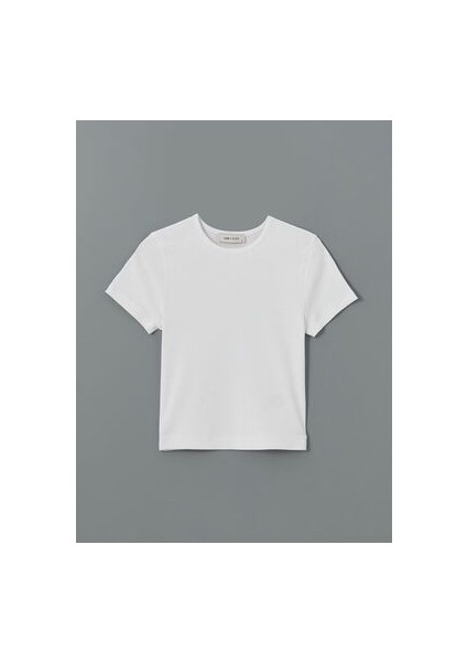 Bisiklet Yaka Dokulu Kadin Crop - S54595Z8
