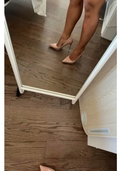 Kadın Nude Ten Rugan 8cm Ince Şeffaf Kapak Topuklu Stiletto Ayakkabı fırsatları