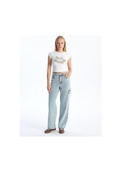 Wideleg Kadin Kargo Jean Pantolon - S53112Z8