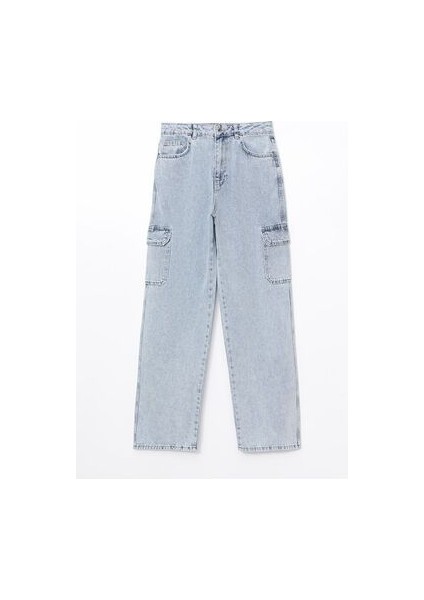 Wideleg Kadin Kargo Jean Pantolon - S53112Z8 indirimleri