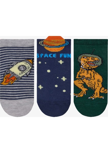 Erkek Çocuk Space Fun Çok Renkli 3lü Patik Çorap