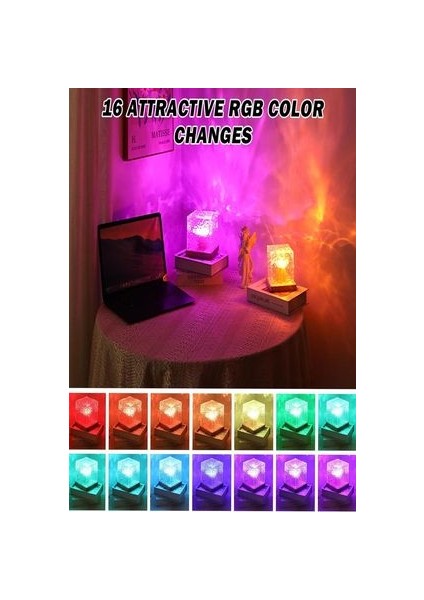 Gece Lambası Dönen Okyanus Dalgası 16 Renk Değiştirme Uzaktan Kumanda Tak-Çalıştır LED Projektör