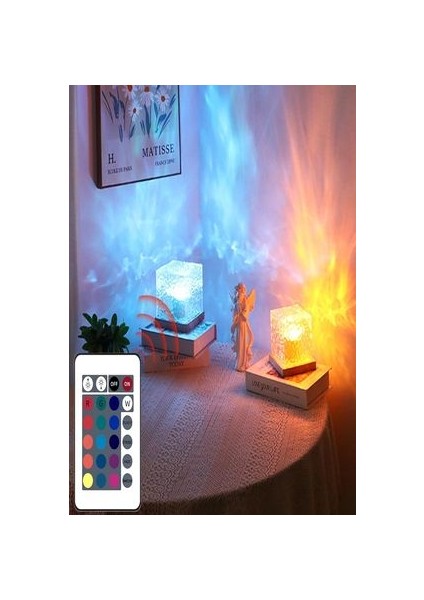 Gece Lambası Dönen Okyanus Dalgası 16 Renk Değiştirme Uzaktan Kumanda Tak-Çalıştır LED Projektör fırsatları