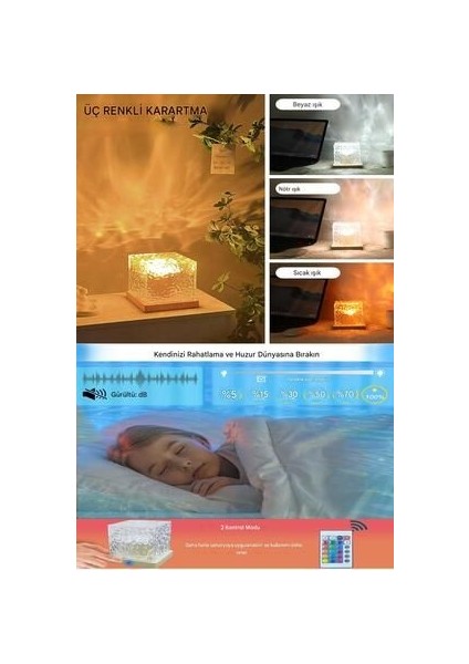 Gece Lambası Dönen Okyanus Dalgası 16 Renk Değiştirme Uzaktan Kumanda Tak-Çalıştır LED Projektör indirimleri