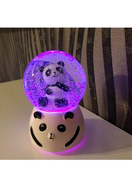 Büyük Boy Romantik Sevimli Panda Işıklı Püskürtmeli Otomatik Kar Küresi ve Müzik Kutusu