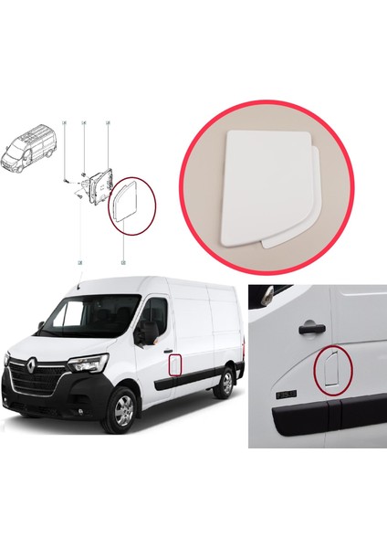 BSP1198 Renault Master Mk3 Opel Movano B NV400 X62 788300019R Için Sol Yakıt Depo Dış Kapak Beyaz modelleri