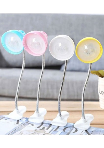 Sarı Mini Mandallı Kitap Okuma Lambası Klipsli Masa Lambası Okuma Işığı 17 cm