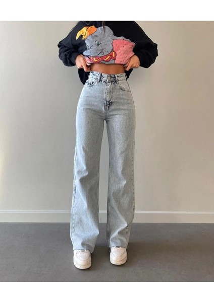 Julia 90's Kar Yıkama Mavi Likralı Süper Yüksek Bel Salaş Jeans Palazzo Pantolonfrango fiyatları