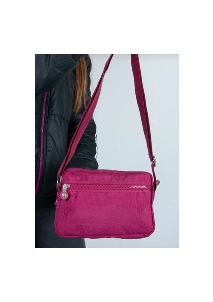 Mega Çok Bölmeli Krinkr Kumaştan Kadın Omuz Çantası modelleri