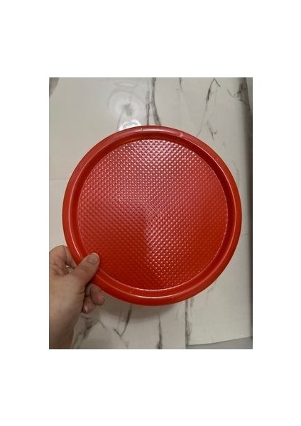 Renkli Tepsi Kristal Plastik Yuvarlak 22CM Turuncu