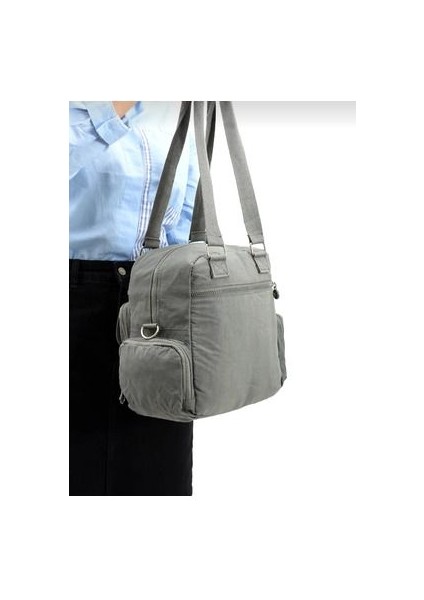 Krinkır Kumaştan Çok Bölmeli Kadın Omuz Çantası modelleri