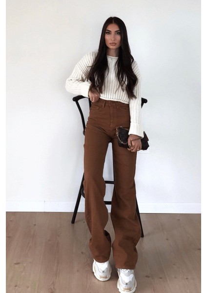 2505 Yüksek Bel Boyfrıend(Salaş) Bol Paça Kot Pantolon