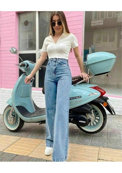 2505 Yüksek Bel Boyfrıend(Salaş) Bol Paça Kot Pantolon