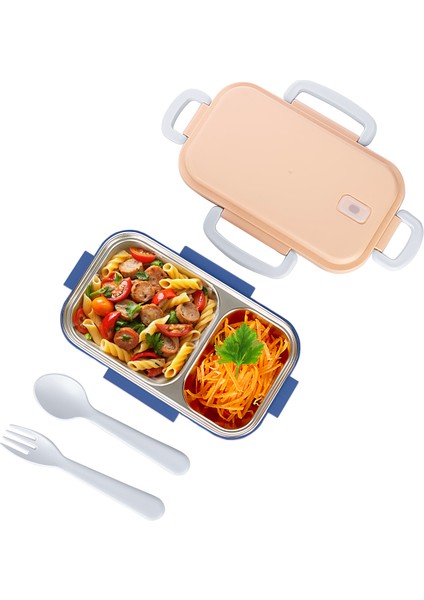 Aura 450 ml Paslanmaz Çelik Çocuk Beslenme Kabı 2 Bölmeli Yemek Saklama Kabı (21 x 13 x 8 Cm) fiyatları