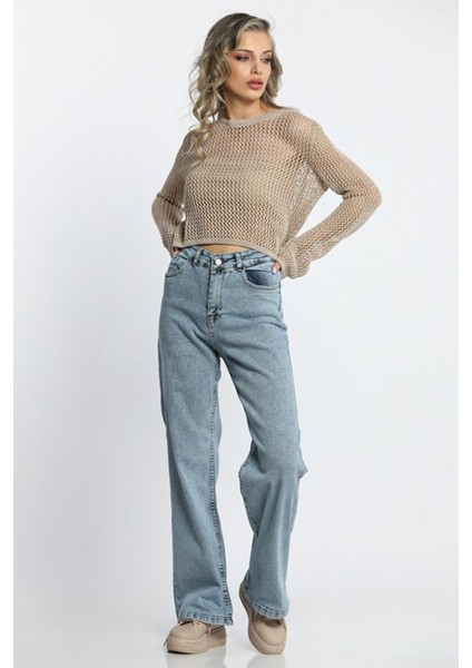 Benjamin Palazzo Salaş Paça Buz Kar Yıkama Yüksek Bel Esnek Jean fiyatları