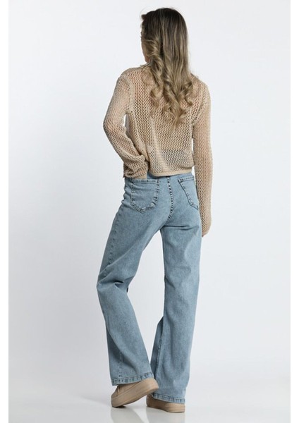 Benjamin Palazzo Salaş Paça Buz Kar Yıkama Yüksek Bel Esnek Jean fırsatları