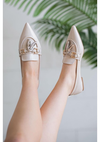 Franky Kadın Püsküllü Deri Babet Ekru fiyatları