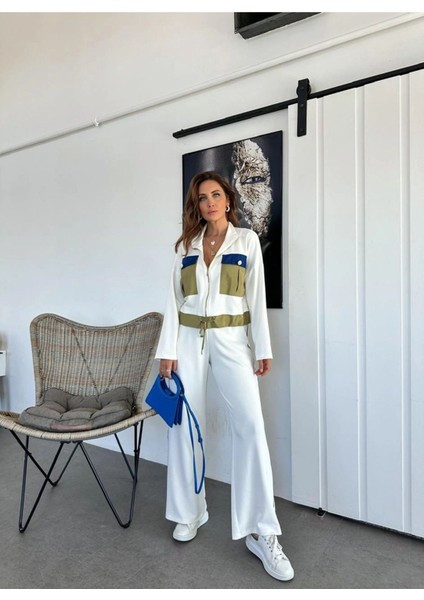 Klein Kadın Beli Tünelli Cepli Sweat ve Çizgili Pantolonlu Tasarım Ikili Takım modelleri