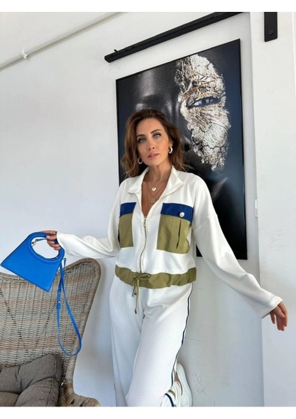 Klein Kadın Beli Tünelli Cepli Sweat ve Çizgili Pantolonlu Tasarım Ikili Takım fırsatları
