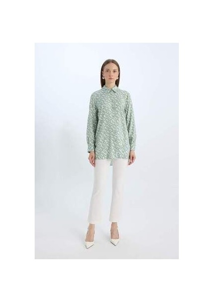 Yeni Sezon Regular Fit Desenli Uzun Kollu Gömlek Tunik