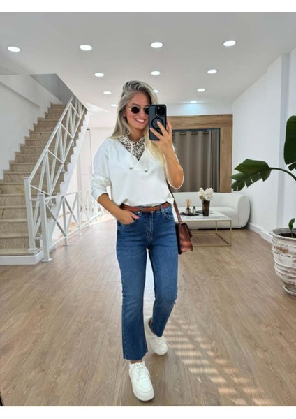 Bebe Plus Kadın Kapüşon V Yakası Leopar Desenli Pamuk Sweatshirt fiyatları