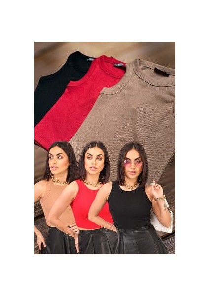 Üçlü Set Halinde Fitilli Crop Atlet Seri?