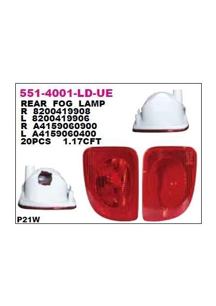 DEPO-551-4001L-LD-UE - Gerı Sıs Lambası Sol Renault Kangoo 2008-