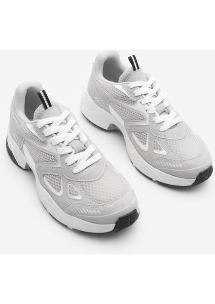Kadın Sneaker Kalın Taban Bağcıklı File Detaylı Spor Ayakkabı Sargen