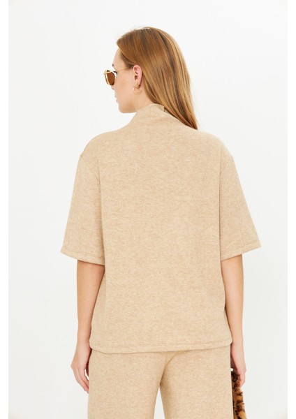 Balıkçı Yaka Kısa Kol Triko Kazak - Camel modelleri