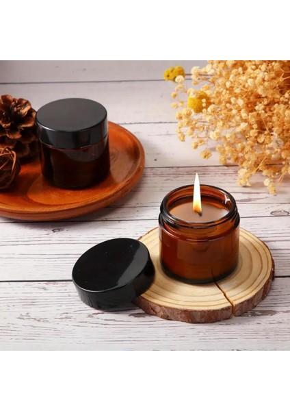 Sandal Ağacı - Gül - Vanilya Kokulu Amber Cam Kavanozda Doğal Soyadan Mum fırsatları