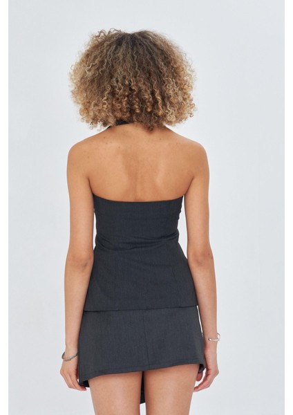 Düğmeli Halter Yaka Yelek modelleri