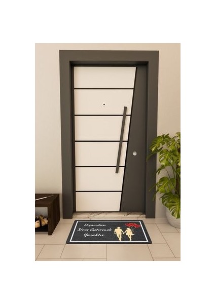 Yüksek Kaliteli Dijital Baskı Siyah, Kalpli Balonlu Çift Temalı Kapı Önü Paspası fiyatları