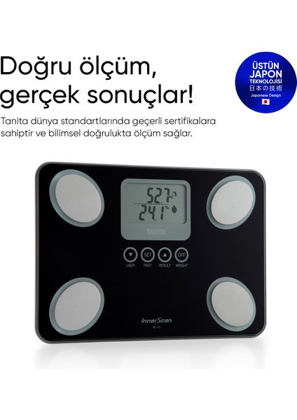 BC 731 Black Akıllı Dijital Tartı | Yağ, Sıvı, Kas, Kilo Ölçer Vücut Analiz Tartısı